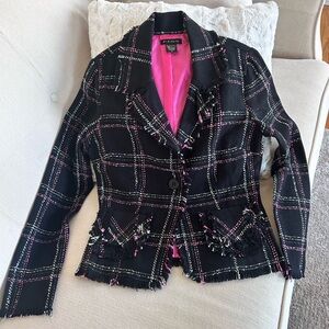 FANG Black and Pink Plaid Blazer